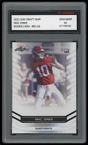 Mac Jones 2021 Leaf Draft Year 1st Graded 10 Rookie Card New England Patriots