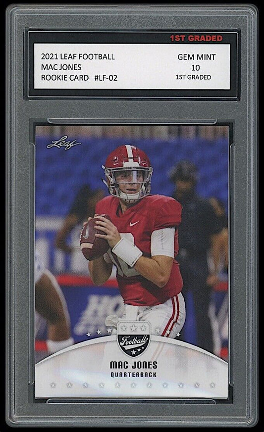 Mac Jones 2021 Leaf Football 1st Graded 10 Rookie Card Rc Alabama/Patriots
