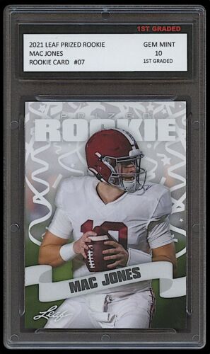 mac jones graded rookie card Mac Jones 2021 Leaf Prized Rookie Card