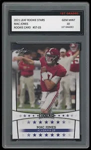 Mac Jones 2021 Leaf Stars 1st Graded 10 Rookie Card Alabama/New England Patriots