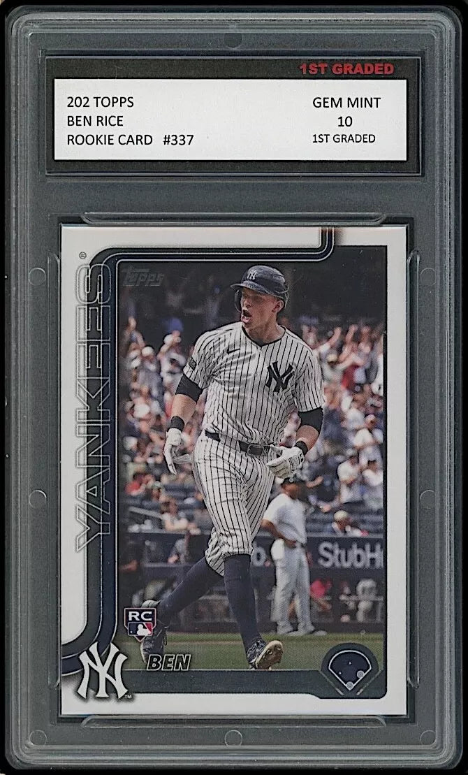 Ben Rice 2025 Topps 1st Graded 10 Rookie Card RC New York Yankees #337 Ben Rice 2025 Topps 1st Graded 10 Rookie Card RC New York Yankees #337