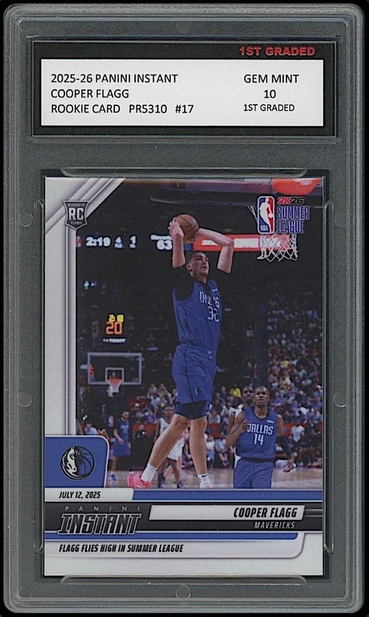 Cooper Flagg 2025 Panini Instant #17 Rookie Card graded 10 by 1st Graded