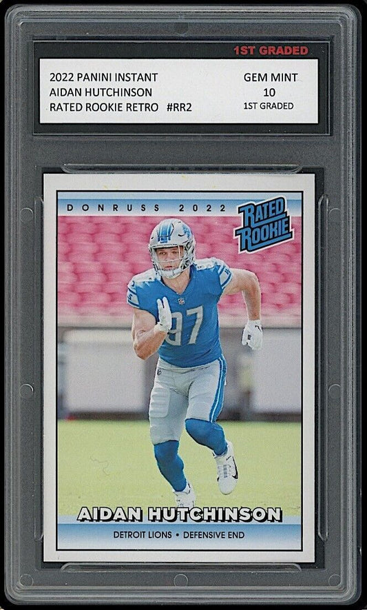 Aidan Hutchinson 2022 Panini Instant Retro Rated Rookie Card Lions (Gem Mint 10)