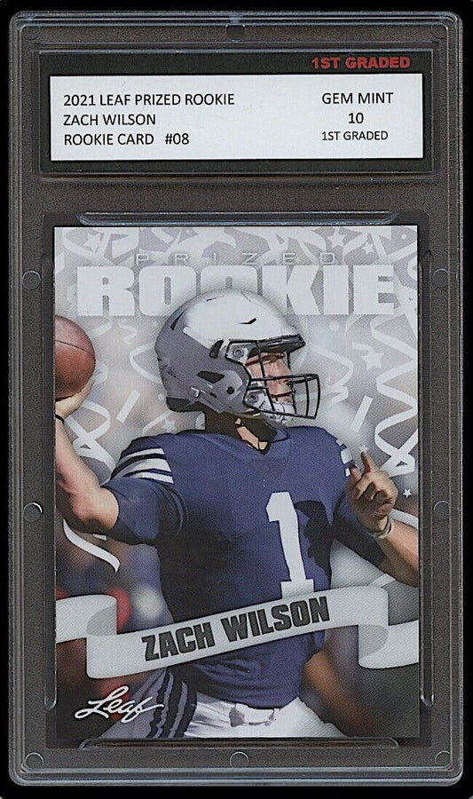 Zach Wilson 2021 Leaf Prized Rookie Card #08 (Gem Mint 10)