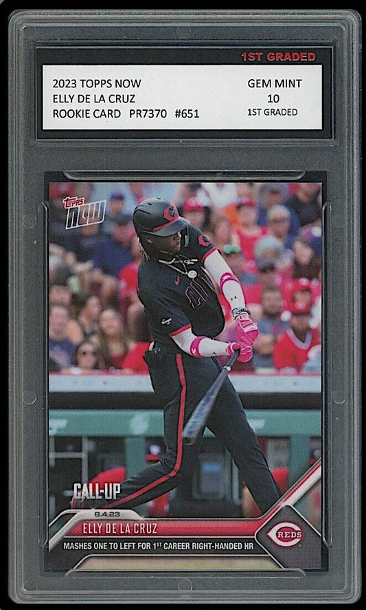 Elly De La Cruz 2023 Topps Now #651 Rookie Card graded 10 by 1st Graded