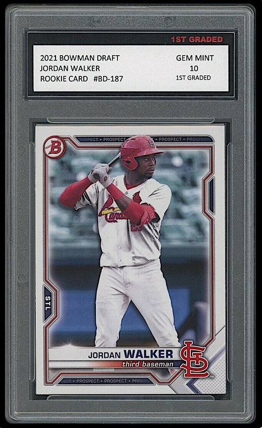 Jordan Walker 2021 Bowman Draft Rookie Card #BD-187 (Gem Mint 10)