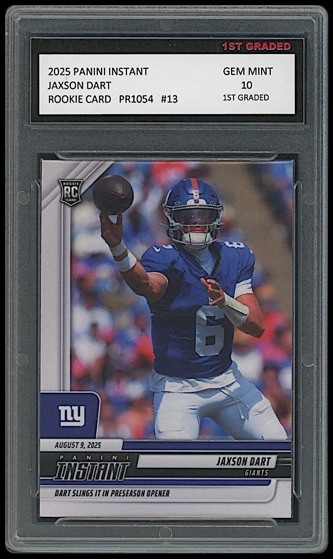 Jaxson Dart 2025 Panini Instant #13 Rookie Card graded 10 by 1st Graded