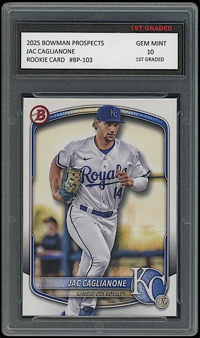 Jac Caglianone 2025 Bowman Prospects Rookie Card 1st Graded 10 Jac Caglianone 2025 Bowman Prospects Rookie Card 1st Graded 10