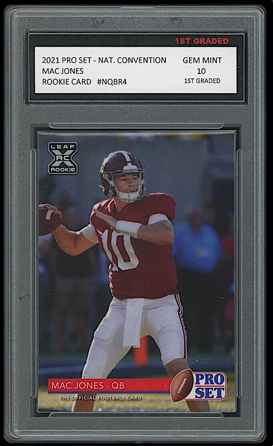 Mac Jones 2021 Pro Set Leaf National Convention Rookie Card #NQBR4 (Gem Mint 10)