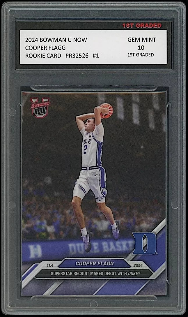 Cooper Flagg 2024 Bowman U Now #1 Rookie Card graded 10 by 1st Graded