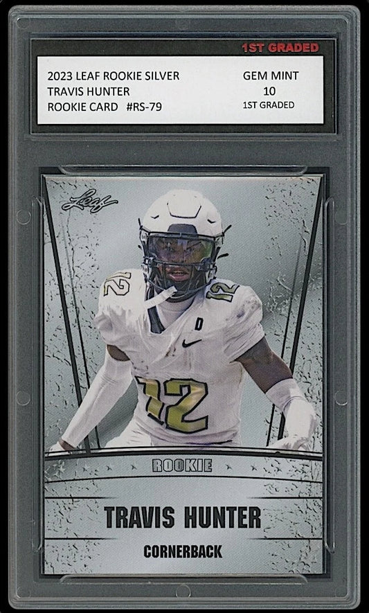 Travis Hunter 2023 Leaf Draft Silver #RS-79 Rookie Card graded 10 by 1st Graded