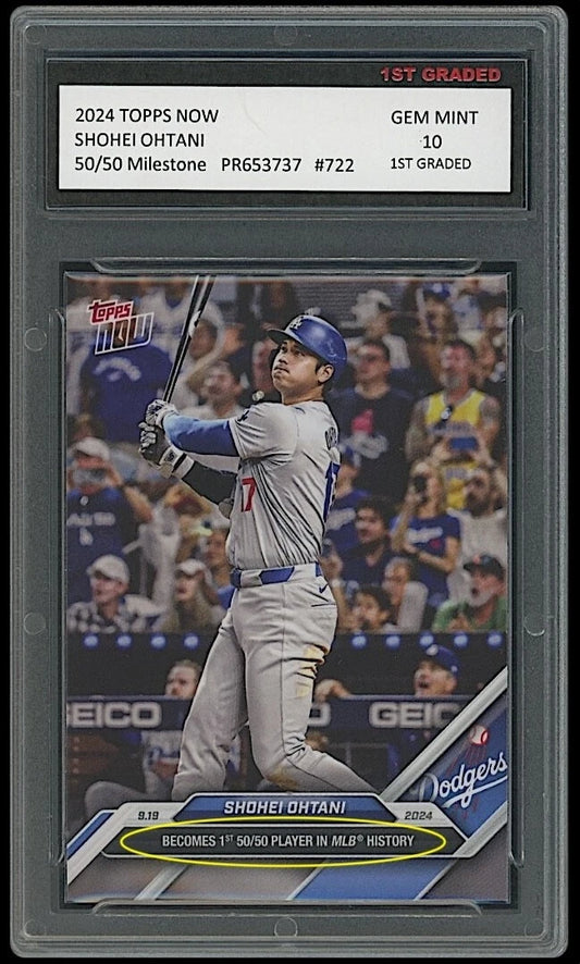 Shohei Ohtani 2024 Topps Now #722 Rookie Card graded 10 by 1st Graded