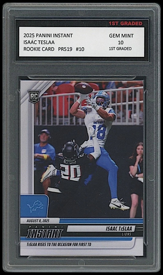Isaac TeSlaa 2025 Panini Instant #10 Rookie Card graded 10 by 1st Graded