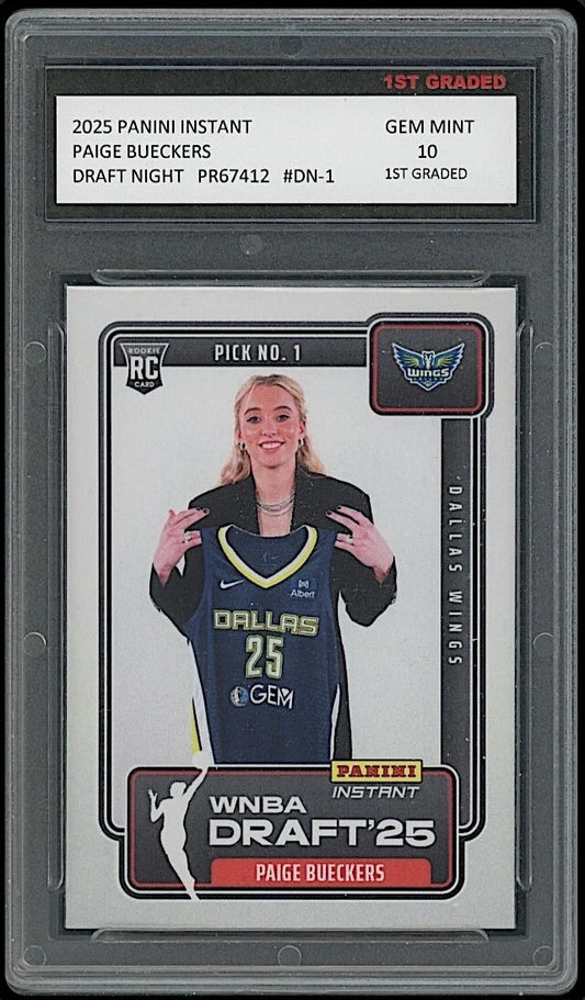 Paige Bueckers 2025 Panini Instant Draft Night #1 Rookie Card graded 10 by 1st Graded