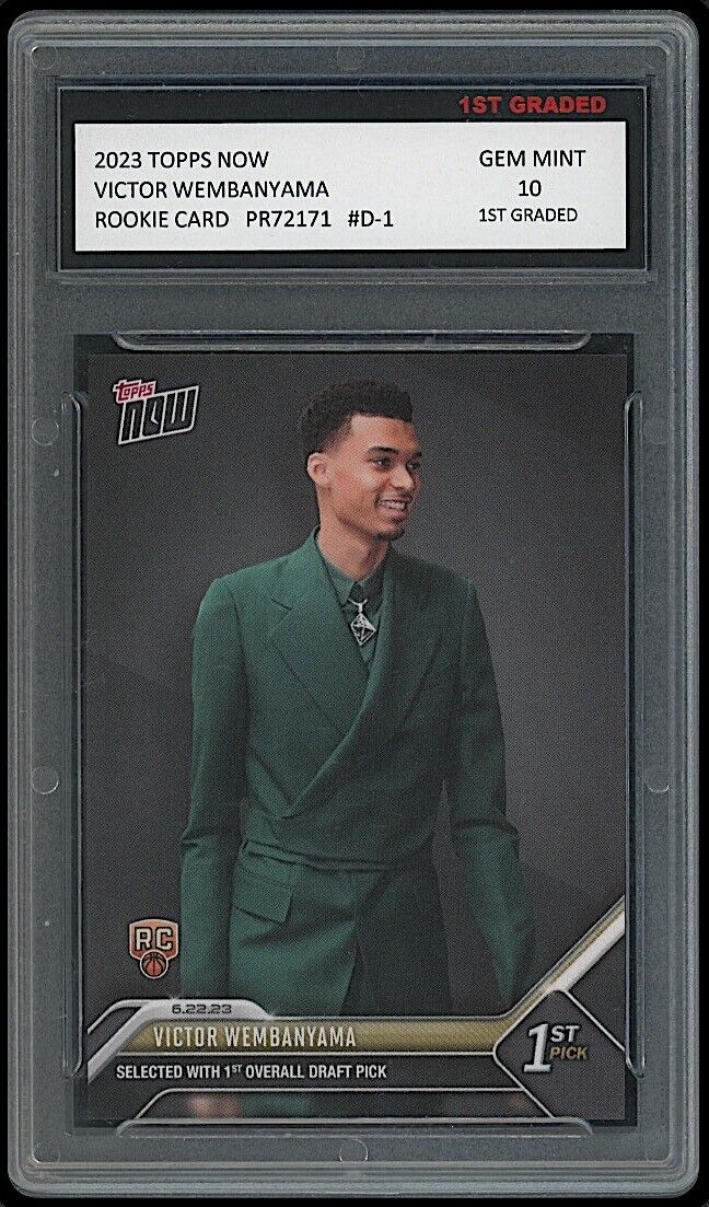 Victor Wembanyama 2023 Topps Now #D-1 Rookie Card graded 10 by 1st Graded