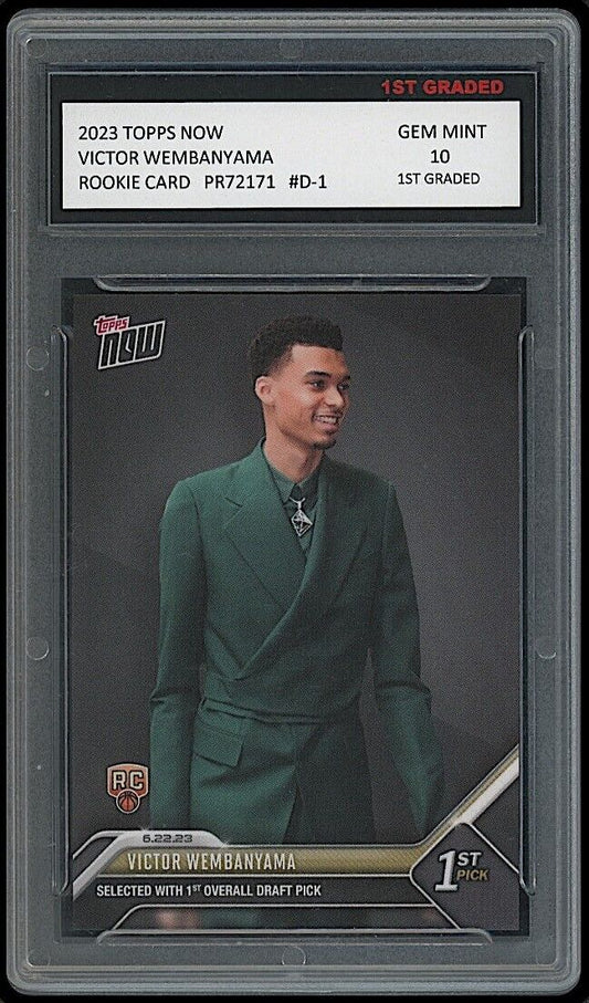 Victor Wembanyama 2023 Topps Now #D-1 Rookie Card graded 10 by 1st Graded