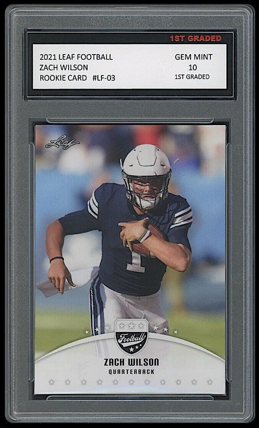 Zach Wilson 2021 Leaf Football Rookie Card #LF-03 (Gem Mint 10)