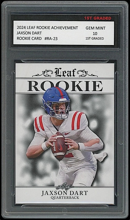 Jaxson Dart 2024 Leaf Achievement Rookie Card graded 10 by 1st Graded