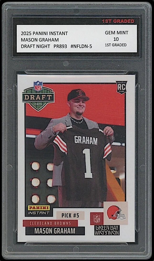 Mason Graham 2025 Panini Instant NFL Draft Night Rookie Card RC 1st Graded 10