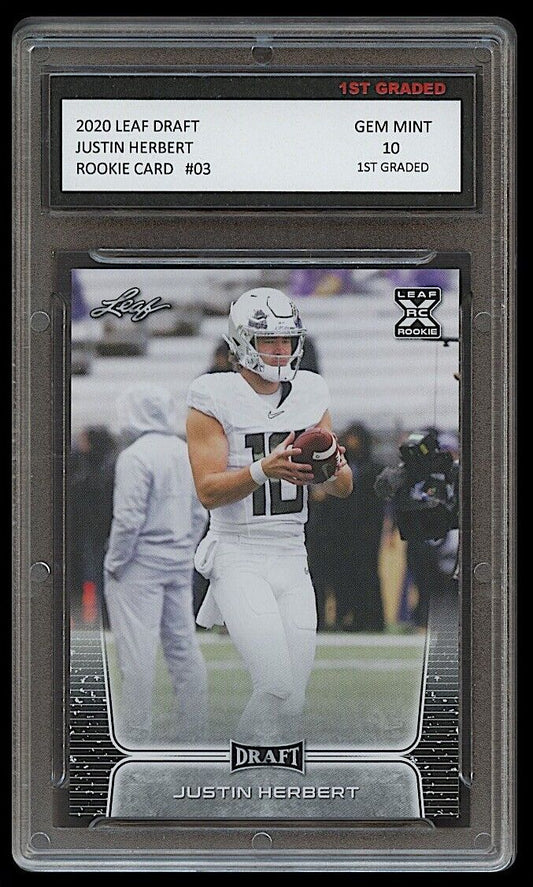 Justin Herbert 2020 Leaf Draft Rookie Card #03 (Gem Mint 10)