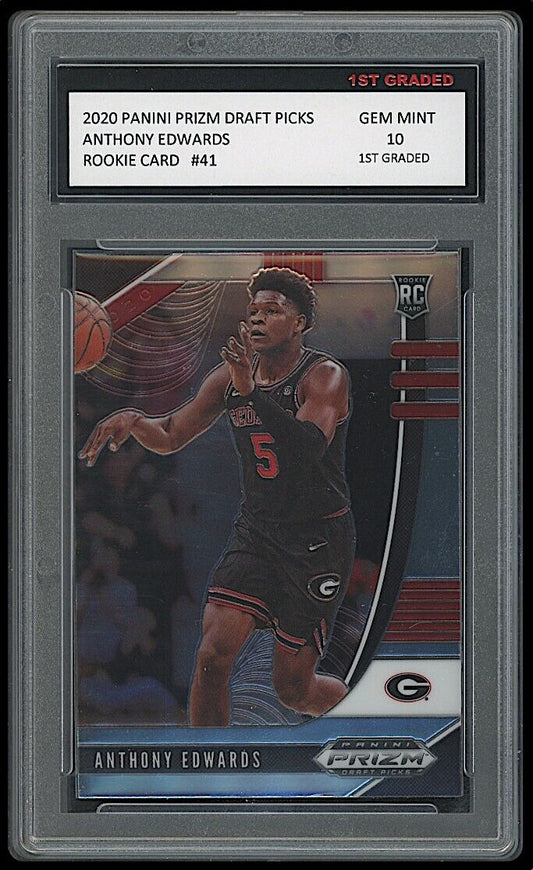 Anthony Edwards 2020 Panini Prizm Draft Picks #41 Rookie Card graded 10 by 1st Graded
