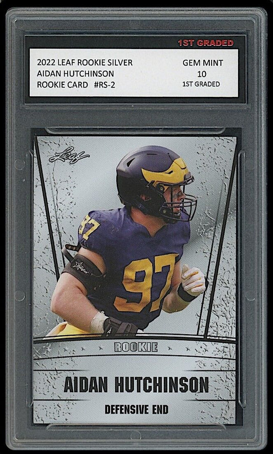 Aidan Hutchinson 2022 Leaf Silver Rookie Card (Gem Mint 10)