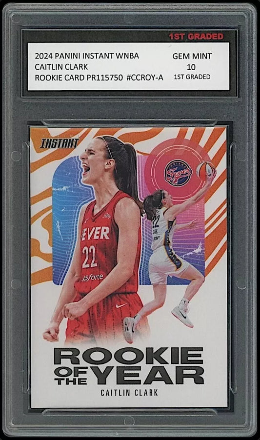 Caitlin Clark 2024 Panini Instant ROY #CCROY-A Rookie Card graded 10 by 1st Graded