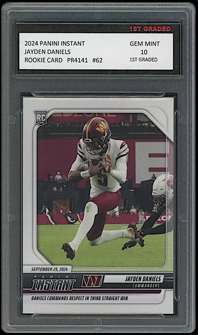 Jayden Daniels 2024 Panini Instant #62 Rookie Card graded 10 by 1st Graded