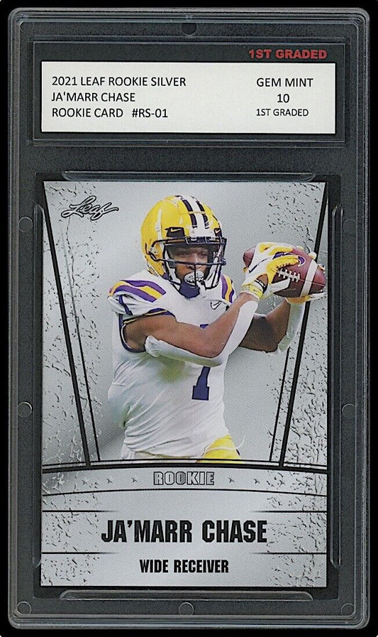 Ja'Marr Chase 2021 Leaf Silver Rookie Card #RS-01 (Gem Mint 10)