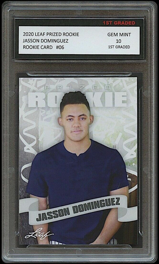 Jasson Dominguez 2020 Leaf Prized #06 Rookie Card graded 10 by 1st Graded