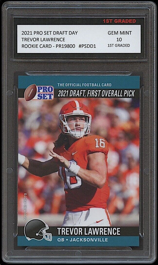 Trevor Lawrence 2021 Pro Set Draft Day (Leaf) Rookie Card #PSDD1 (Gem Mint 10)