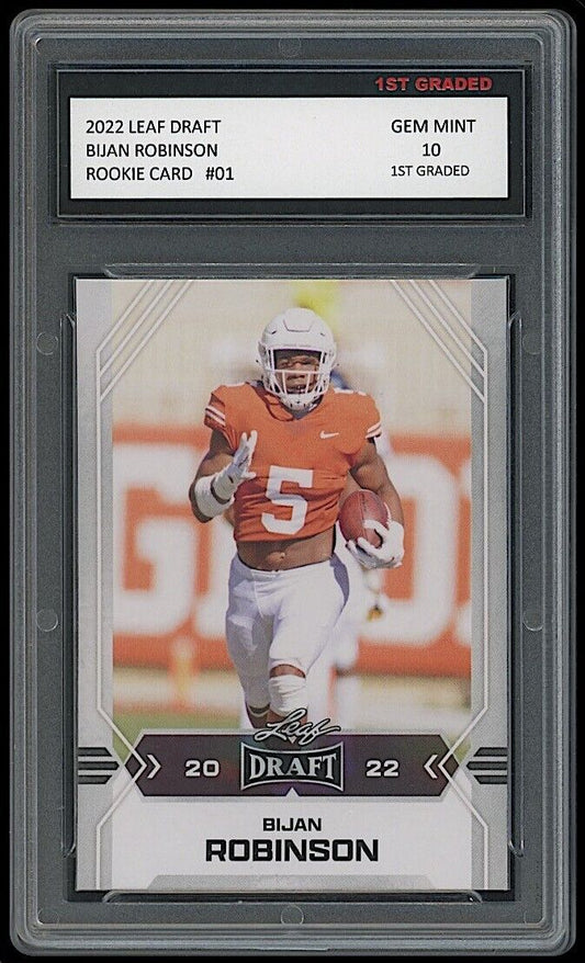 Bijan Robinson 2022 Leaf Draft Rookie Card Texas Longhorns (Gem Mint 10)
