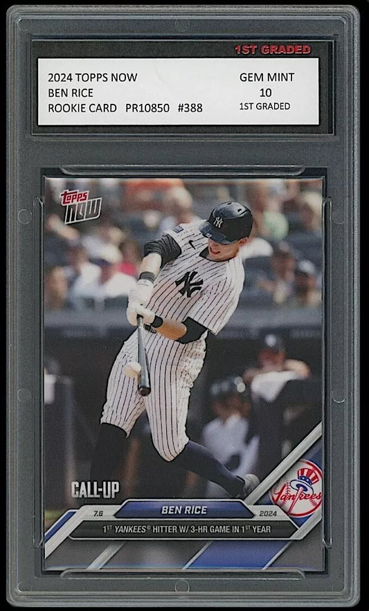 Ben Rice 2024 Topps Now #388 Rookie Card graded 10 by 1st Graded