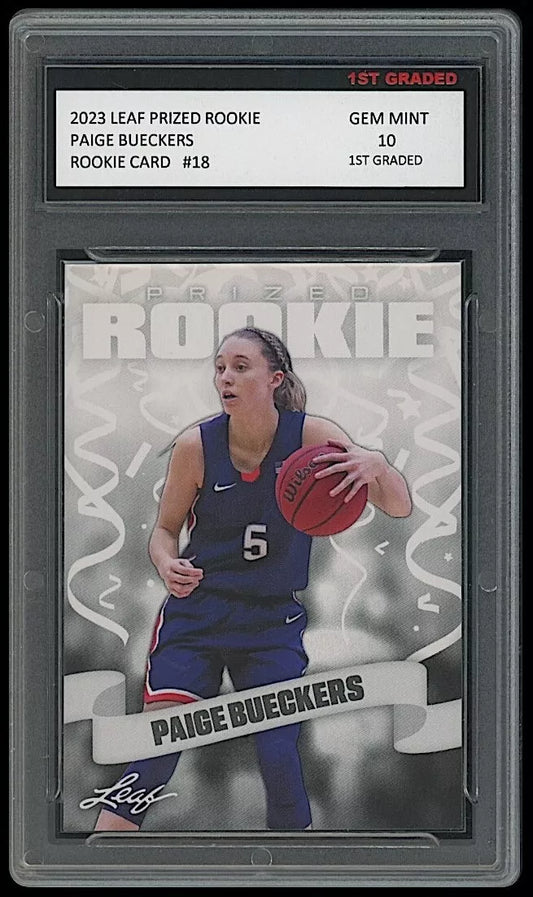 Paige Bueckers 2023 Leaf Prized #18 Rookie Card graded 10 by 1st Graded