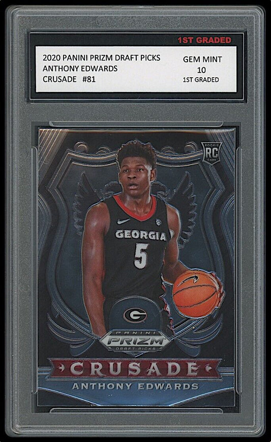 Anthony Edwards 2020-21 Panini Prizm Draft Picks Crusade #81 Rookie Card graded 10 by 1st Graded