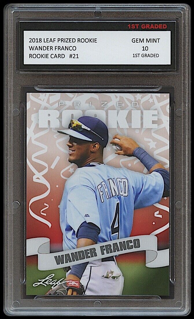 1st graded sports cards Wander Franco 2018 Leaf Prized Rookie Card #21 (Gem Mint 10)