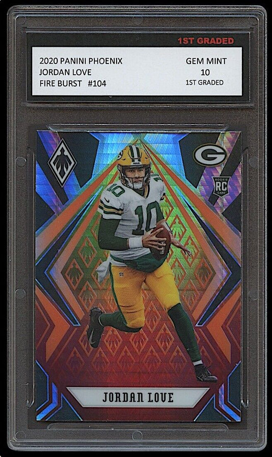 Jordan Love 2020 Panini Phoenix Fire Burst #104 Green Bay Packers (Gem Mint 10)