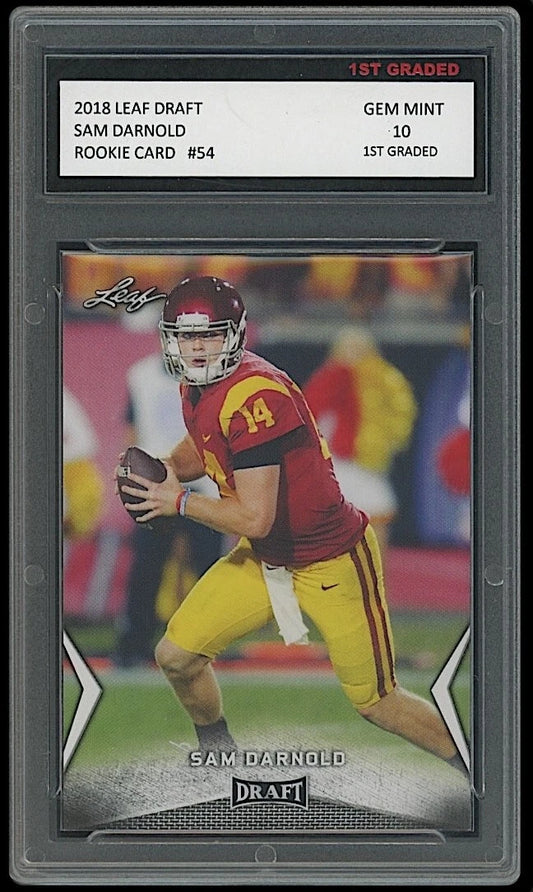 Sam Darnold 2018 Leaf Draft Rookie Card #54 Seattle Seahawks professionally graded 10 by 1st Graded