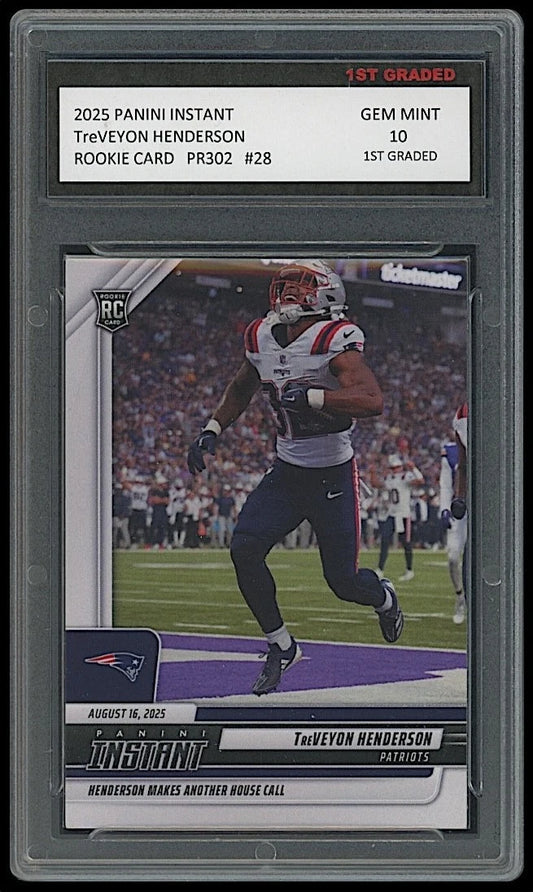 Trading card of Tre'Veyon Henderson in a sports packaging with grading information.