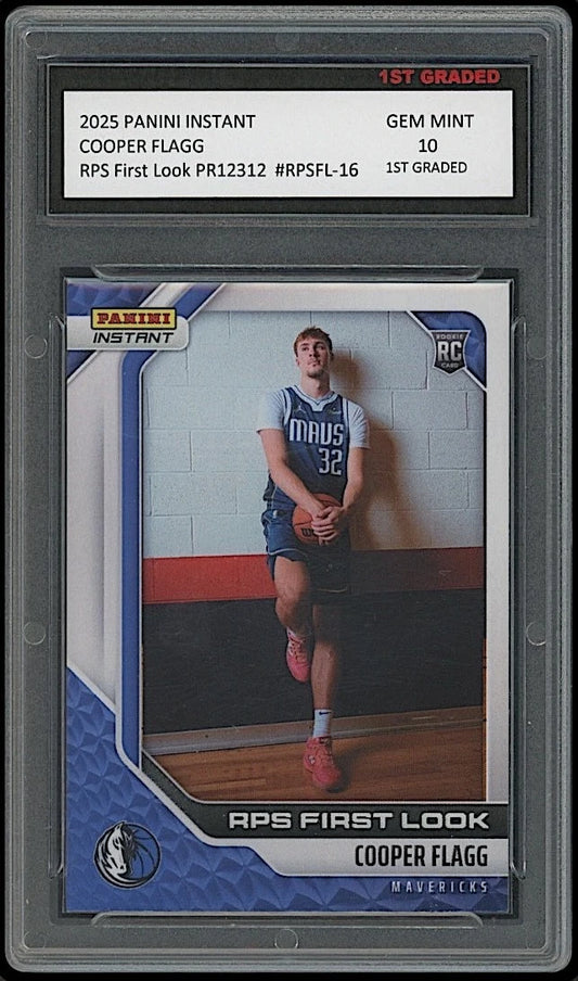 Cooper Flagg 2025 Panini Instant RPS First Look #16 Rookie Card RC professionally graded 10 by 1st Graded